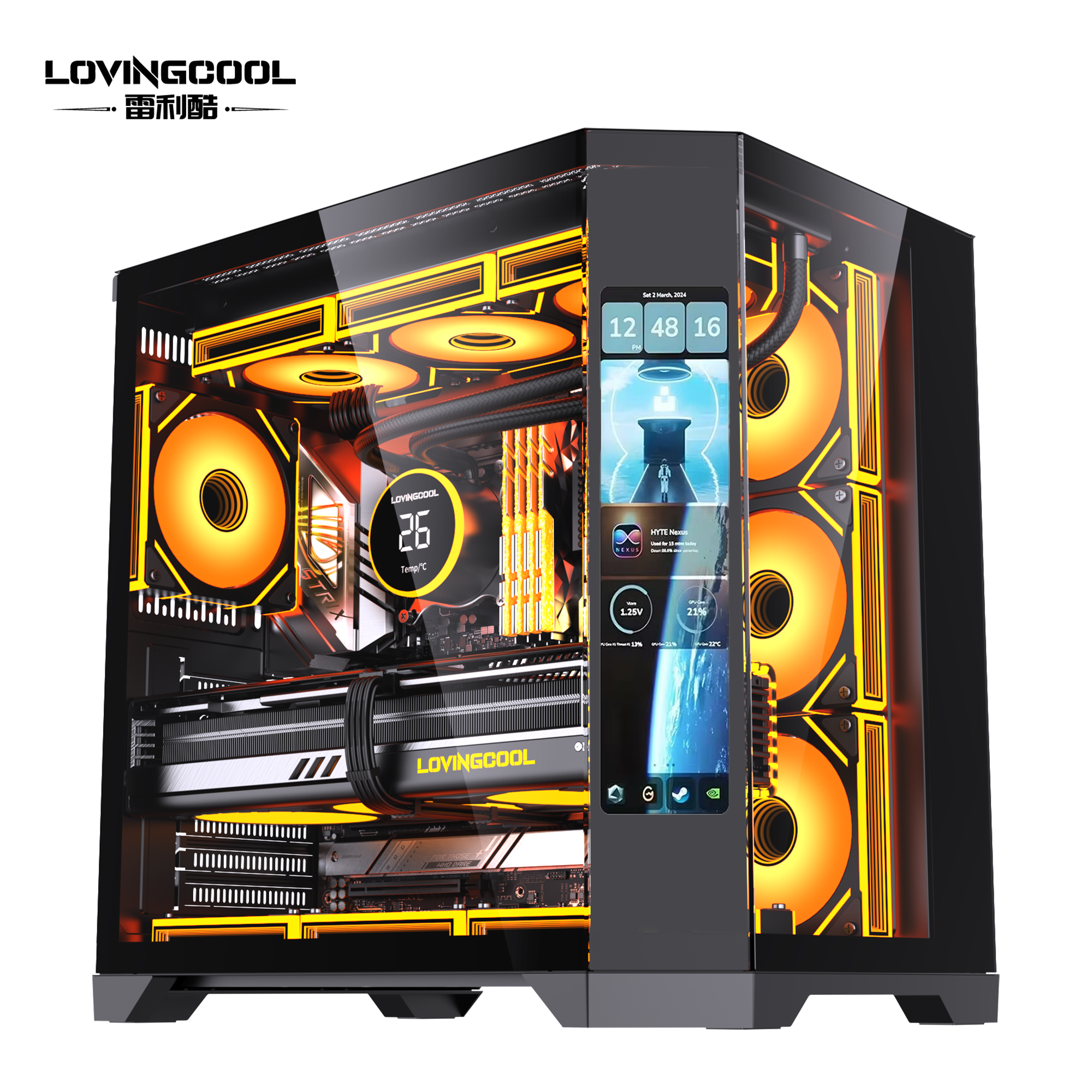 RGB Gaming PC Case with LCD Display Panel - Image 1